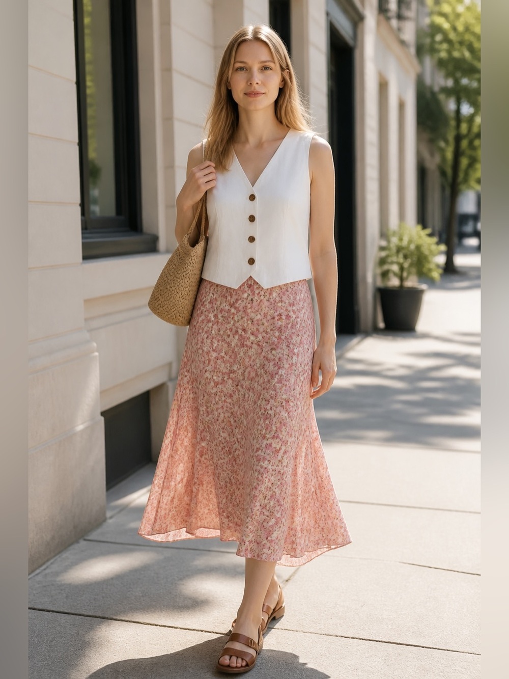 J. Crew White Linen Blend Vest